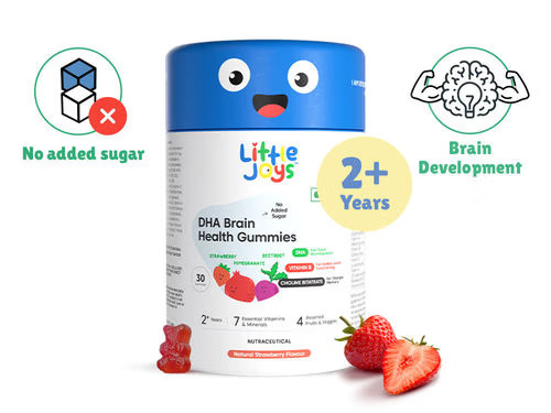 Little Joys DHA Brain Health Gummies for Kids (2-6 yrs)-No Added Sugar|Strawberry Flavor | Grab2Buy