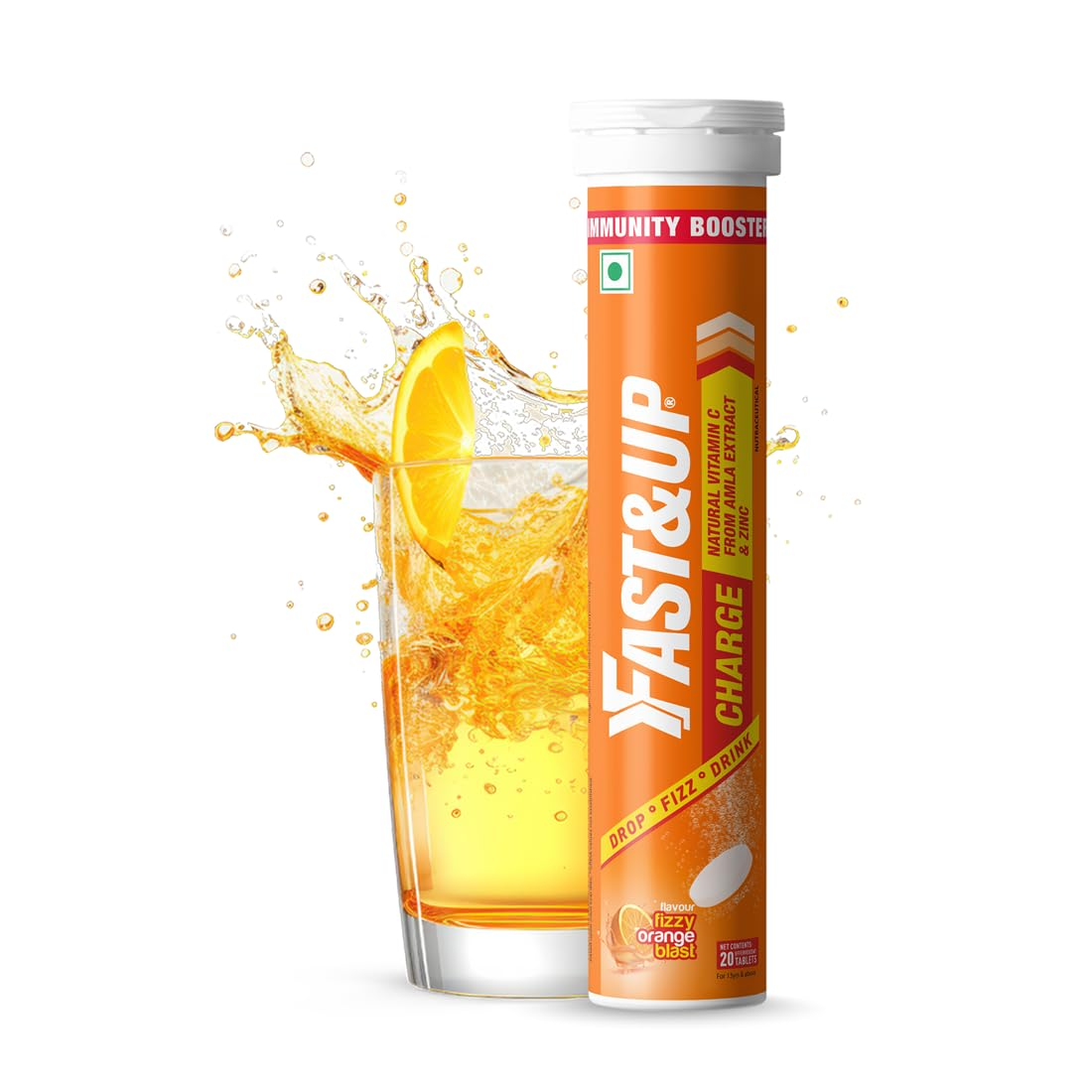 Fast&Up Charge Natural Vitamin C & Zinc Tablets - Orange Flavour 