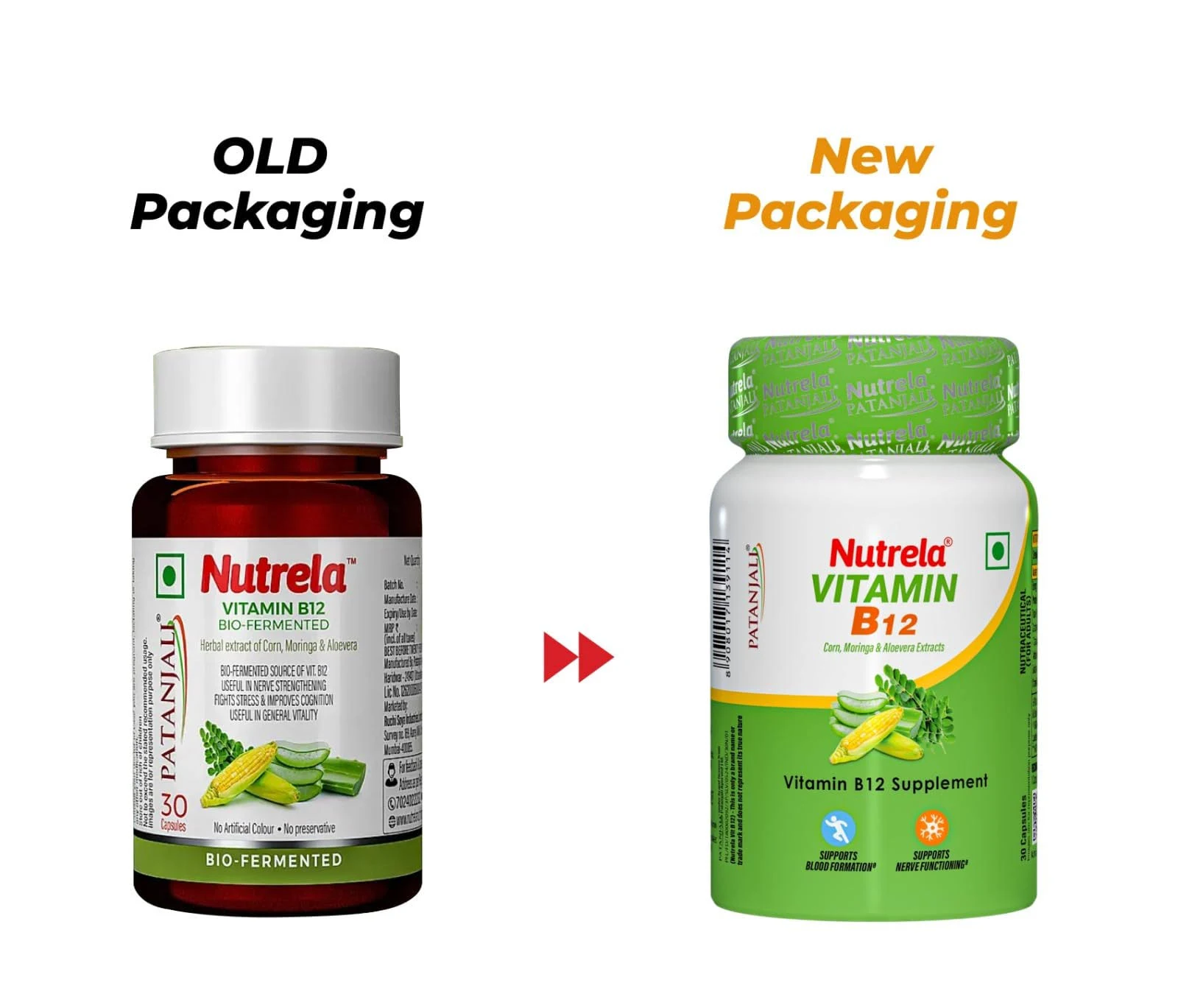 Patanjali Nutrela Vitamin B12 Bio-Fermented Capsules | Natural B12 for Vegetarians & Vegans 
