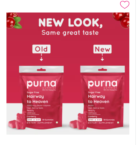 Purna Gummies Hair Biotin Cranberry Sugar Free Gummies with Vitamin B12 for Hair & Nail  Grab2Buy Purna Grab2Buy