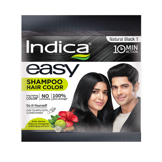 Indica Easy Hair Color Shampoo Natural Black | Grab2Buy