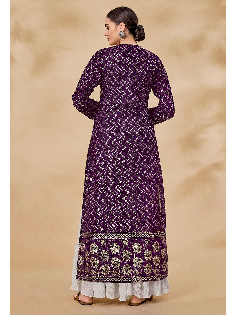 Myra Purple Jacket Style Sharara Suit 
