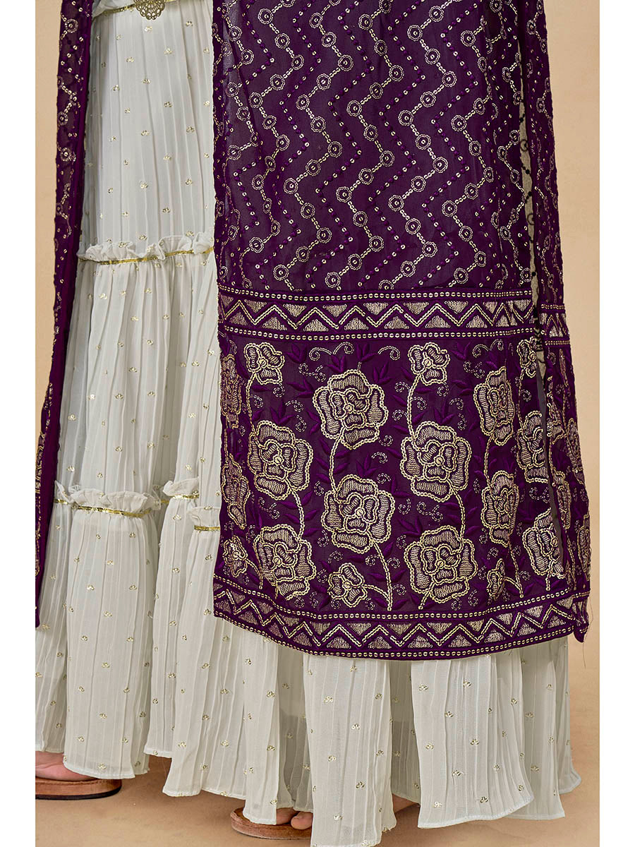 Myra Purple Jacket Style Sharara Suit 