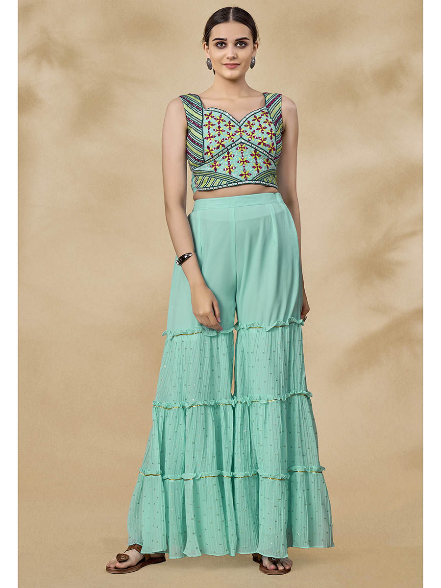 Myra Pink Jacket Style Sharara Suit 