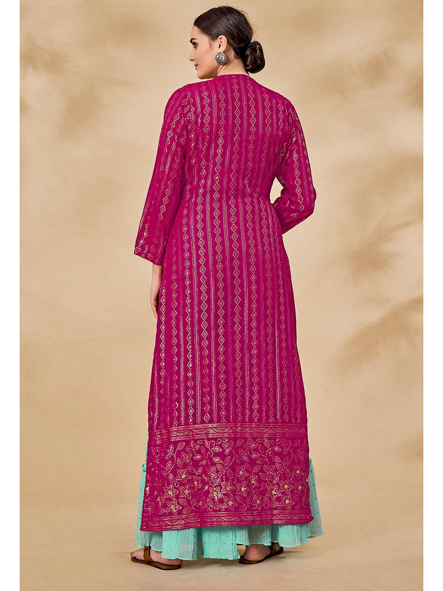 Myra Pink Jacket Style Sharara Suit 
