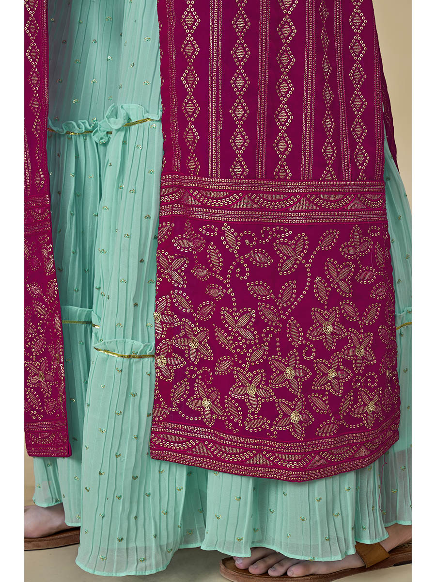 Myra Pink Jacket Style Sharara Suit 