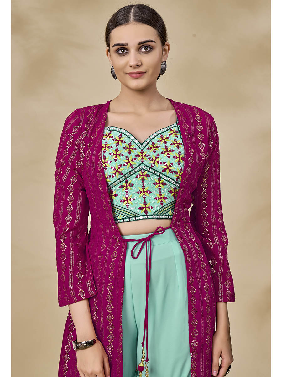 Myra Pink Jacket Style Sharara Suit 