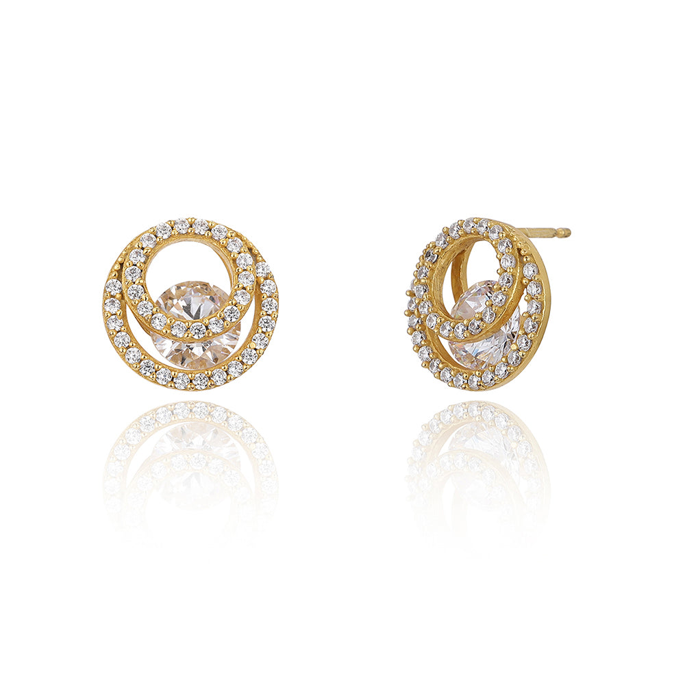 Gold-Polished Cz Pineapple Drop Earring For Women - Wahe Jewels Noz2Toz