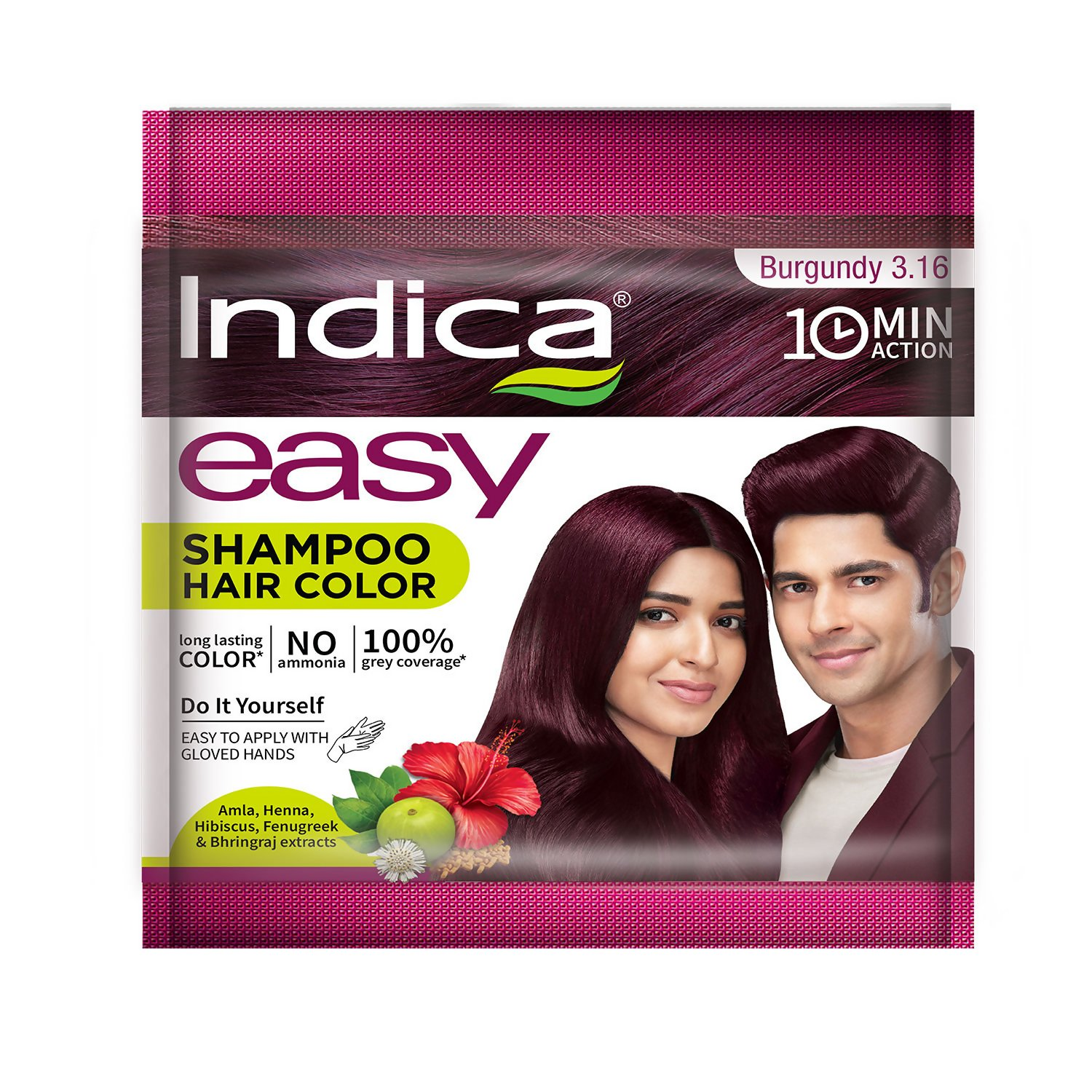 Indica Easy Hair Color Shampoo Burgundy 
