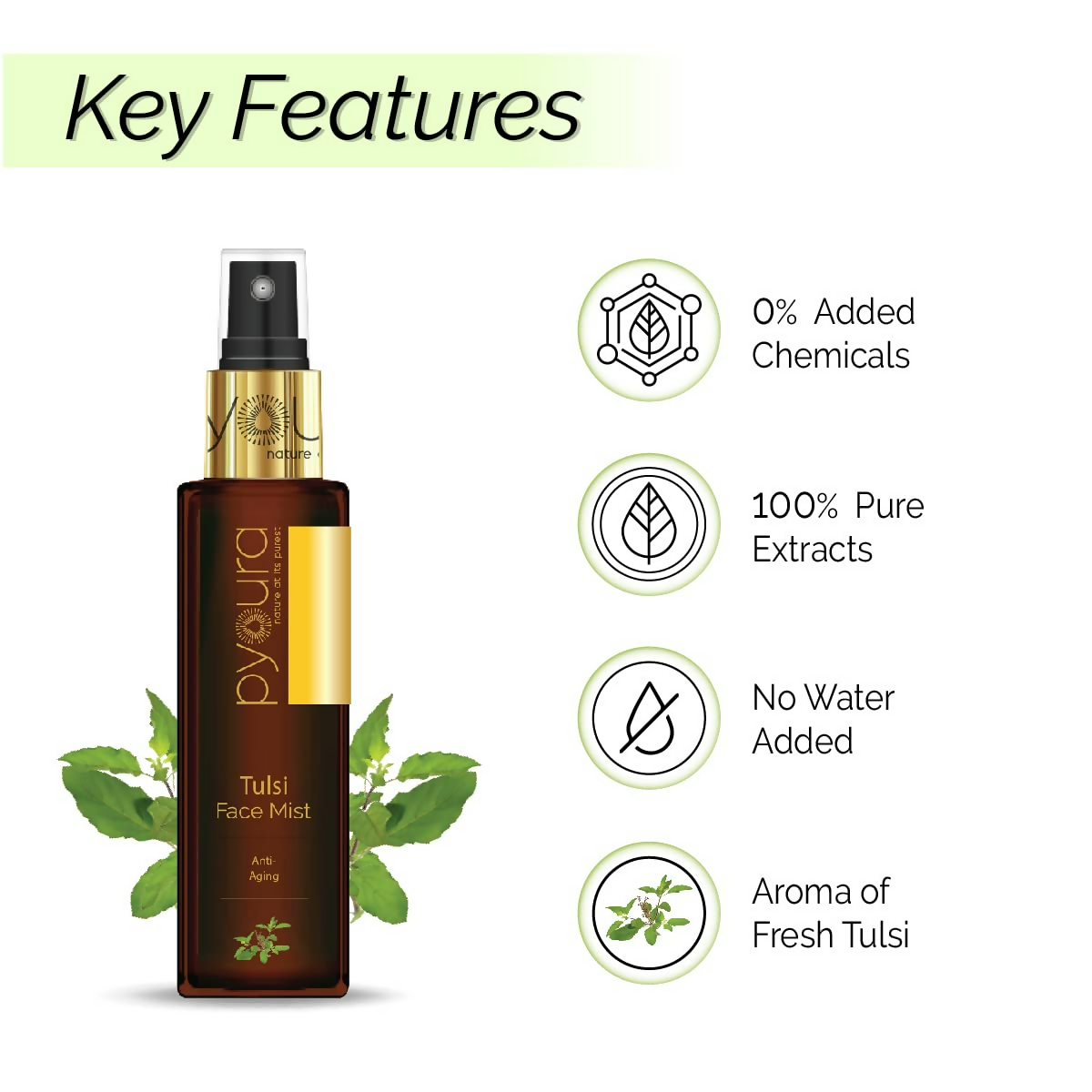 Pyoura Tulsi Anti Wrinkle Glowing Skin Face Toner Mist 