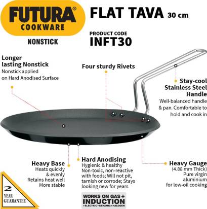 Hawkins Futura Non-stick Flat Tava 30 cm Diameter (INFT30) - Grab2buy