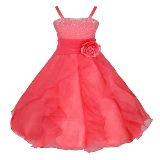 Asmaani Baby Girl's Peach Colour Satin A-Line Maxi Full Length Dress (AS-DRESS_22086) - Grab2buy