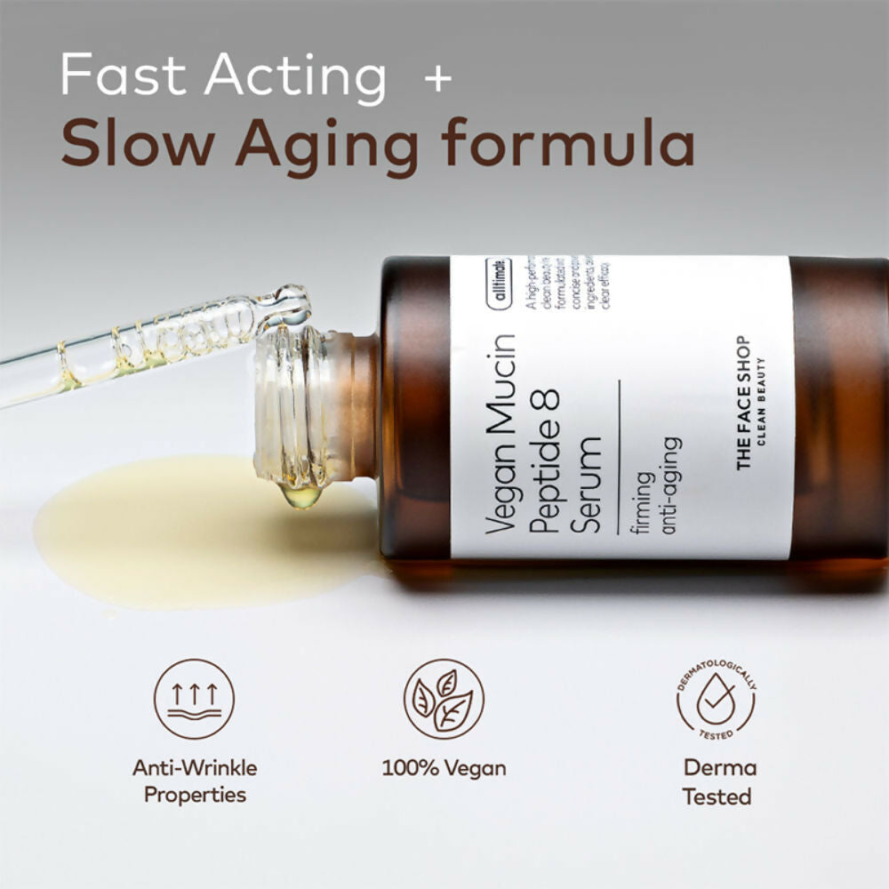 The Face Shop Alltimate Vegan Mucin Peptide 8 Serum - No Snails, Korean, Anti Aging, Hydrating  Grab2Buy The Face Shop Grab2Buy