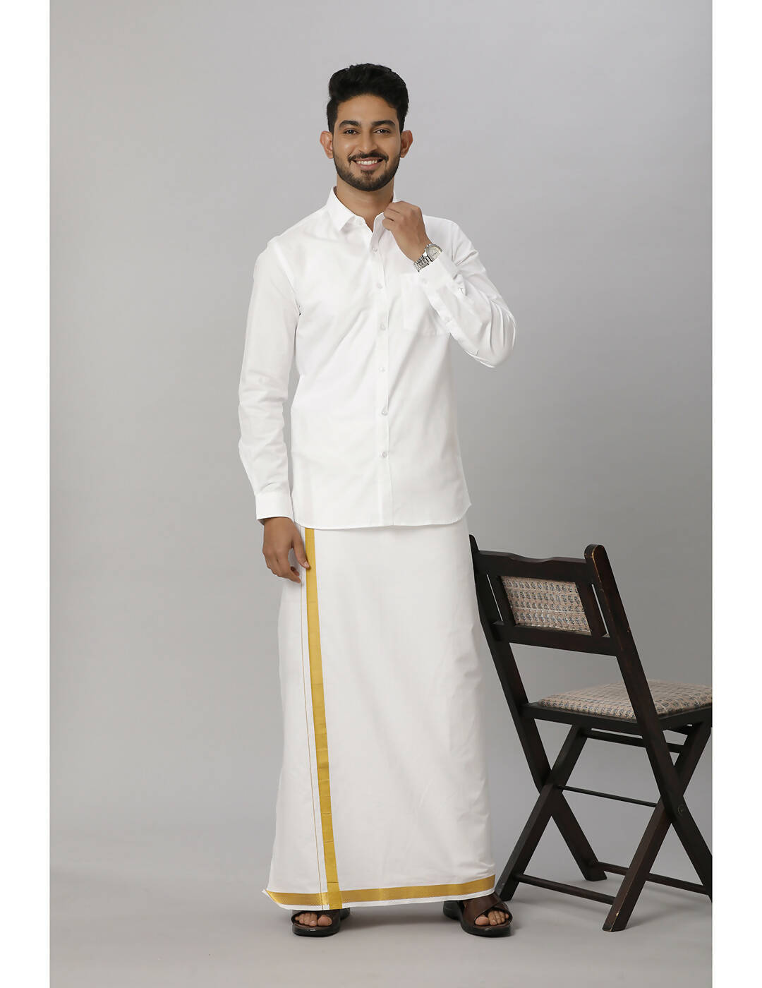 Ramraj Cotton Mens Fullsleeve White Shirt Pus Size 