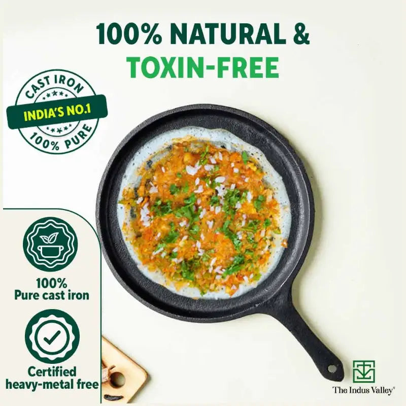 The Indus Valley CASTrong Cast Iron Cookware Set: Tawa+ Kadai+ Frypan, Kitchen Set for Home, Pre-seasoned, 100% Pure, Induction, Tadka Pan