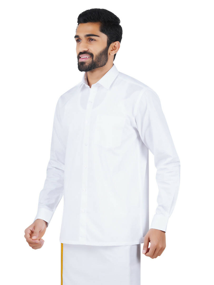 Ramraj Cotton Mens Full Sleeve White Shirt Plus Size - Royal Cotton 