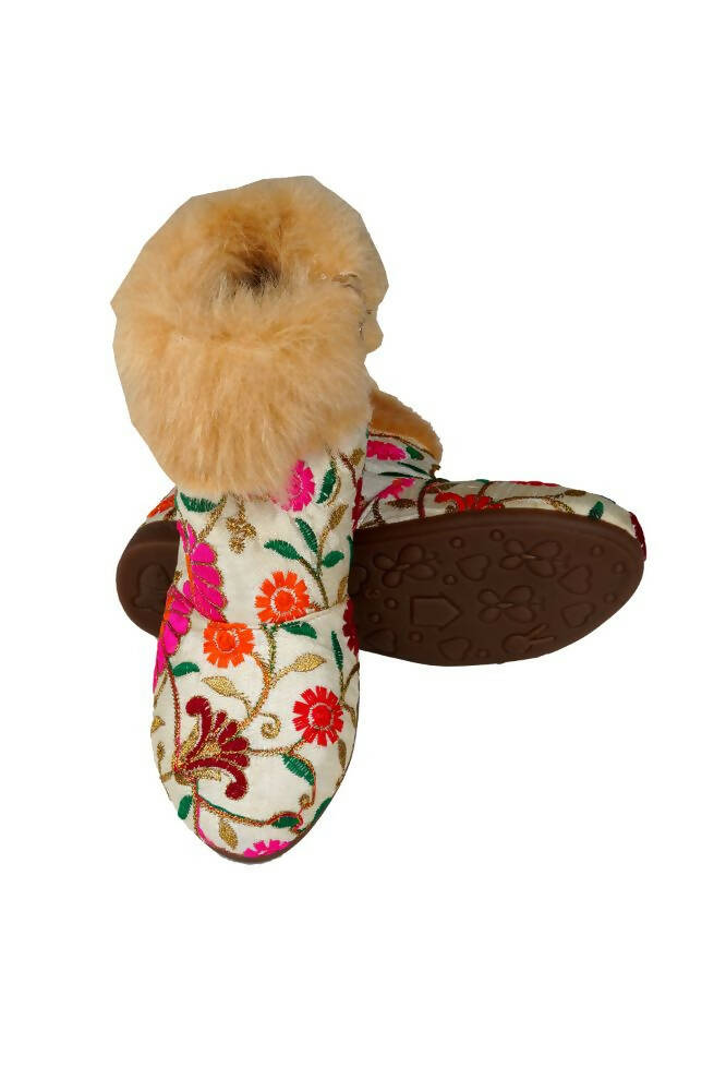 Tiny Bugs Girls Embroidered Anckle Ethnic Boots-Beige  Grab2Buy Tiny Bugs Grab2Buy