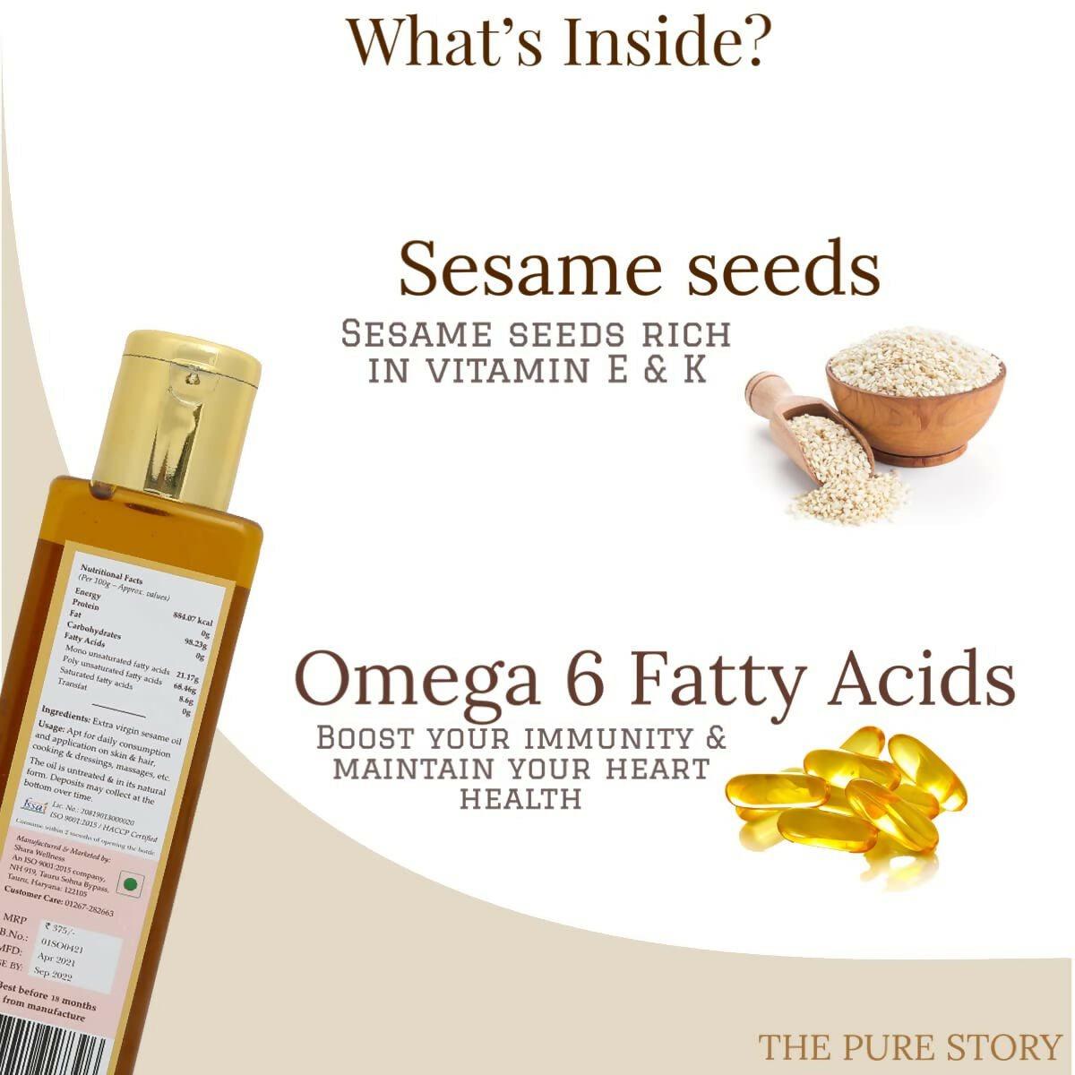 The Pure Story Natural Cold Pressed Oil for Hair & Skin with Seasame  Grab2Buy The Pure Story Grab2Buy