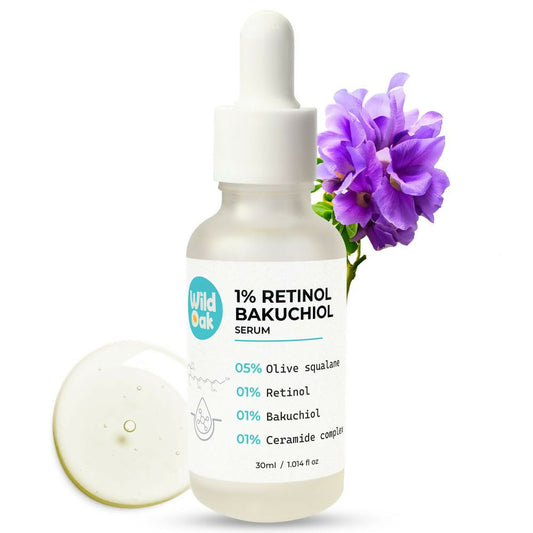 Wild Oak 1% Retinol Bakuchiol Face Serum Anti-Aging Brightening & Skin Texture Improvement  Grab2Buy Wild Oak Grab2Buy