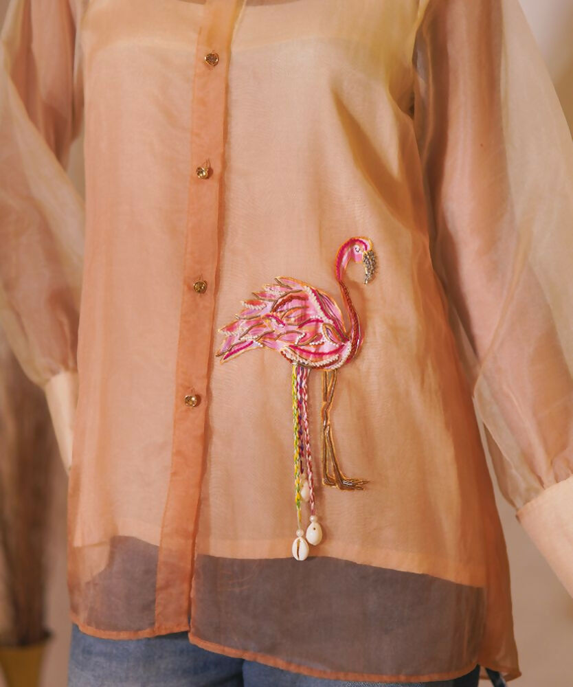 Timaraa Flamingo Whisper Ombre Organza Shirt  Grab2Buy Timaraa Grab2Buy