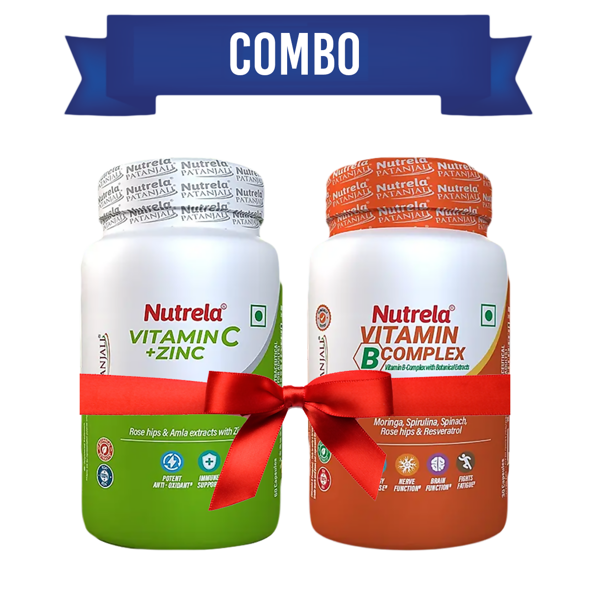 Patanjali Nutrela Vitamin C & Zinc + B-Complex Capsules Combo Genie India