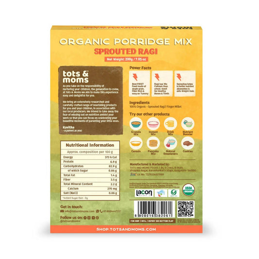 Tots and Moms Organic Sprouted Ragi Porridge Mix - Grab2buy
