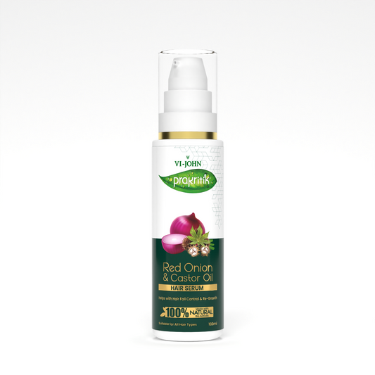 VI-JOHN Prakritik Red Onion & Castor Oil Hair serum, Reduces Hair Loss, 100% Natural Bio Actives Hair Oil | Swadesiicart