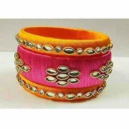 Yellow and Pink Color Bangle Set - Grab2buy