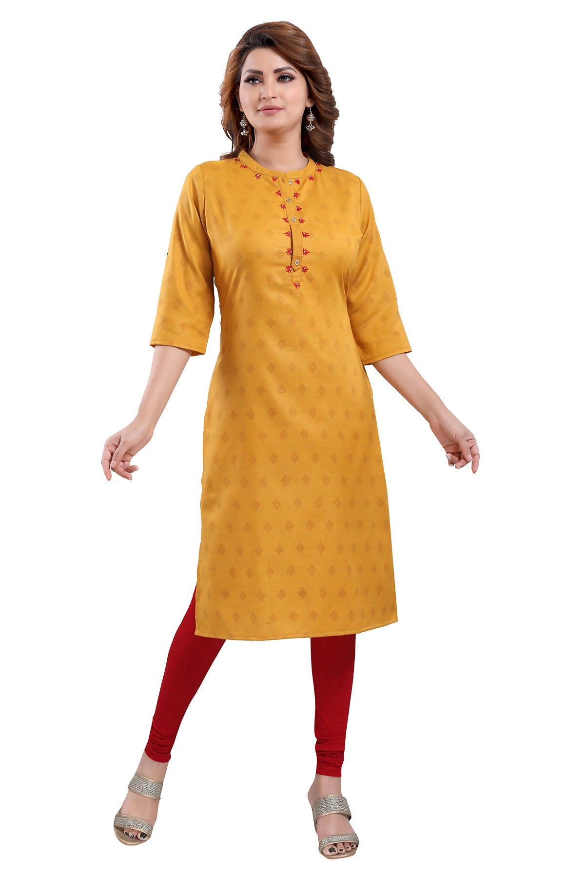 Snehal Creations Mustard Casual Cotton Printed Ladies Kurti | Grab2Buy