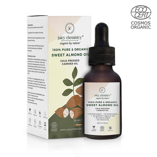 Juicy Chemistry Pure & Organic Sweet Almond Oil For Cold Pressed Carrier Oil - Grab2buy