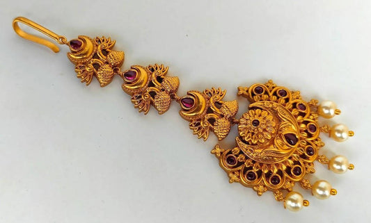 Matt Peacock Bridal Maang Tikka - Grab2buy