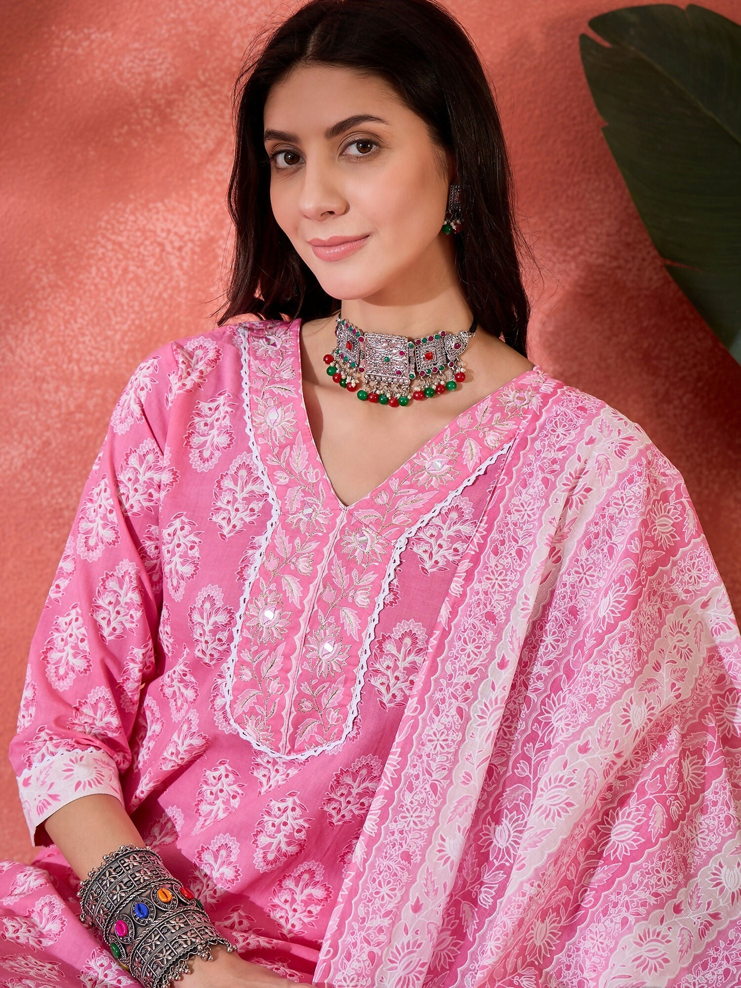 Joban Fashion Printed Pink Pure Cotton Kurta Set