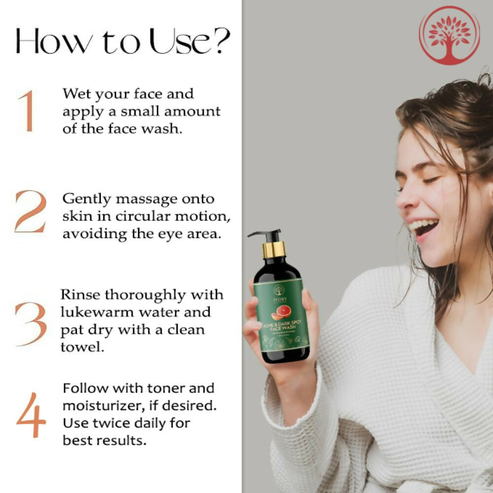 Ivory Natural Acne & Dark Spot Face Wash For Moisturize, Replenish, And Promote Skin Clarity | Swadesiicart
