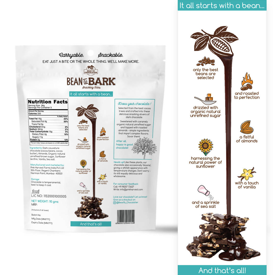 Pink Harvest Bean To Bark Dark Chocolate Almond Crunch 
