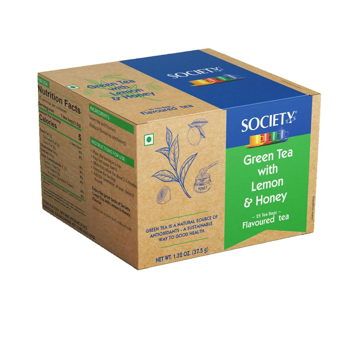 Society Green Tea with Lemon and Honey Flavoured Tea 