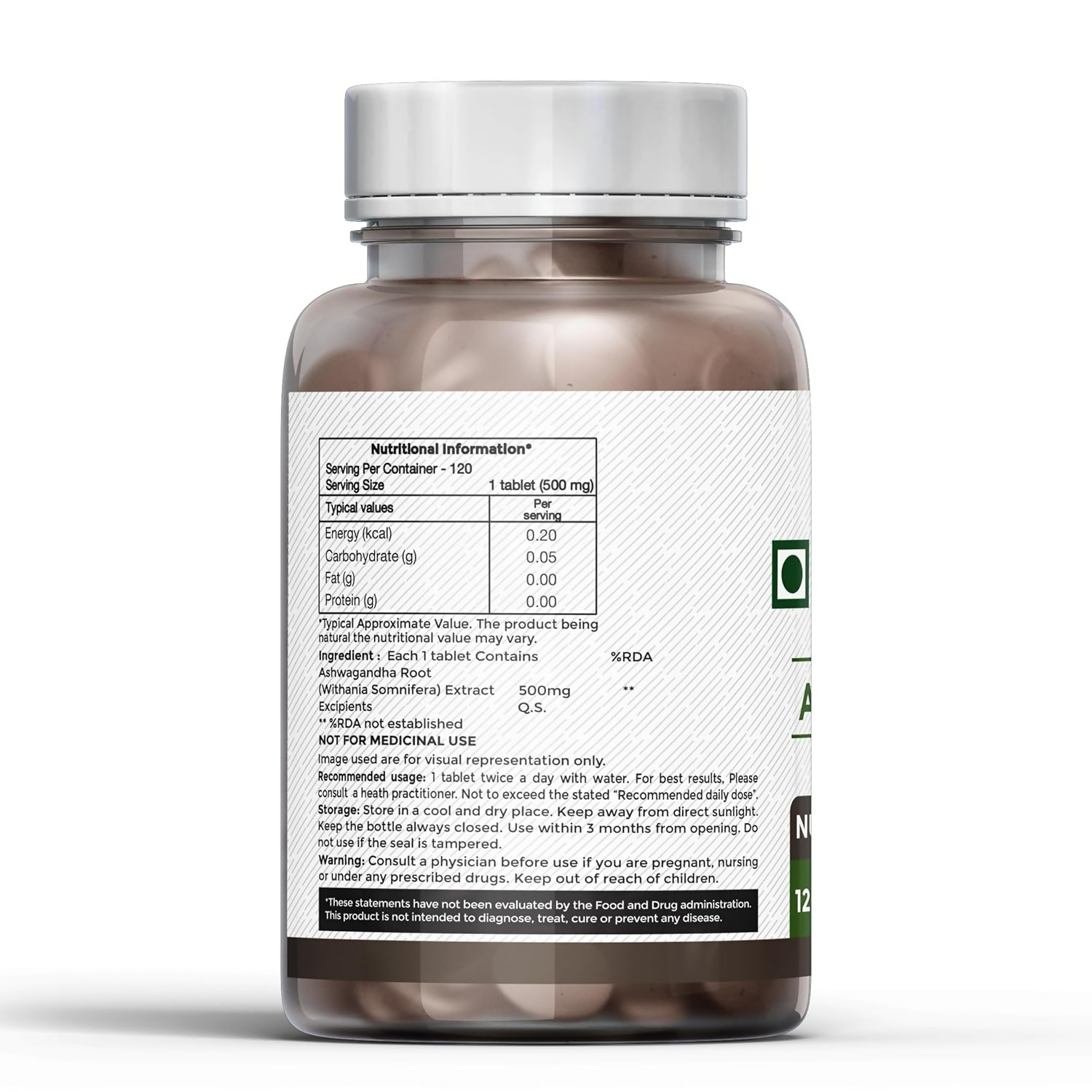 Carmel Organics Ashwagandha Root Extract 500 Mg Tablets 