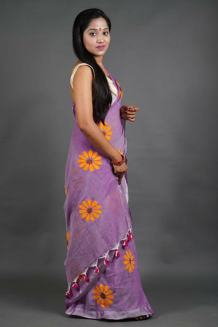 Exclusive Collection Pink Pure Cotton Grab2Buy With Sunflower Design 