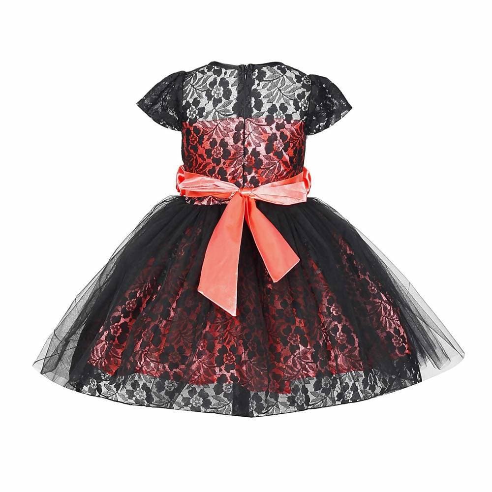 Asmaani Baby Girl's Black Color Satin A-Line Frock (AS-DRESS_22133) - Grab2buy