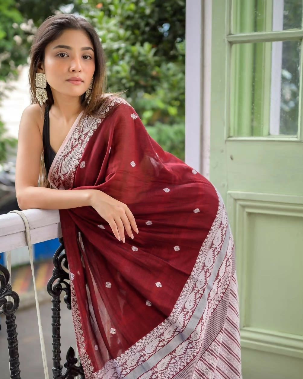 Exclusive Collection Maroon Most Trending Beautiful Pure Cotton Handloom Grab2Buy 
