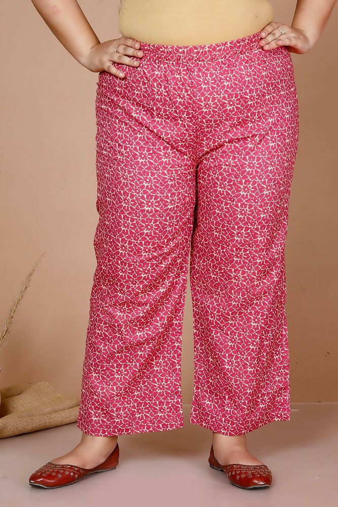 Miravan Women Plus Size Pink Straight Floral Printed Kurta & Palazzo With Dupatta