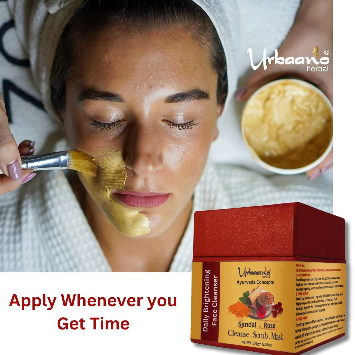 Urbaano Herbal Ayurveda Concepts Face Brightening Cleanser, Scrub, Mask 3-in-1 Instant Glow  Grab2Buy Urbaano Herbal Grab2Buy