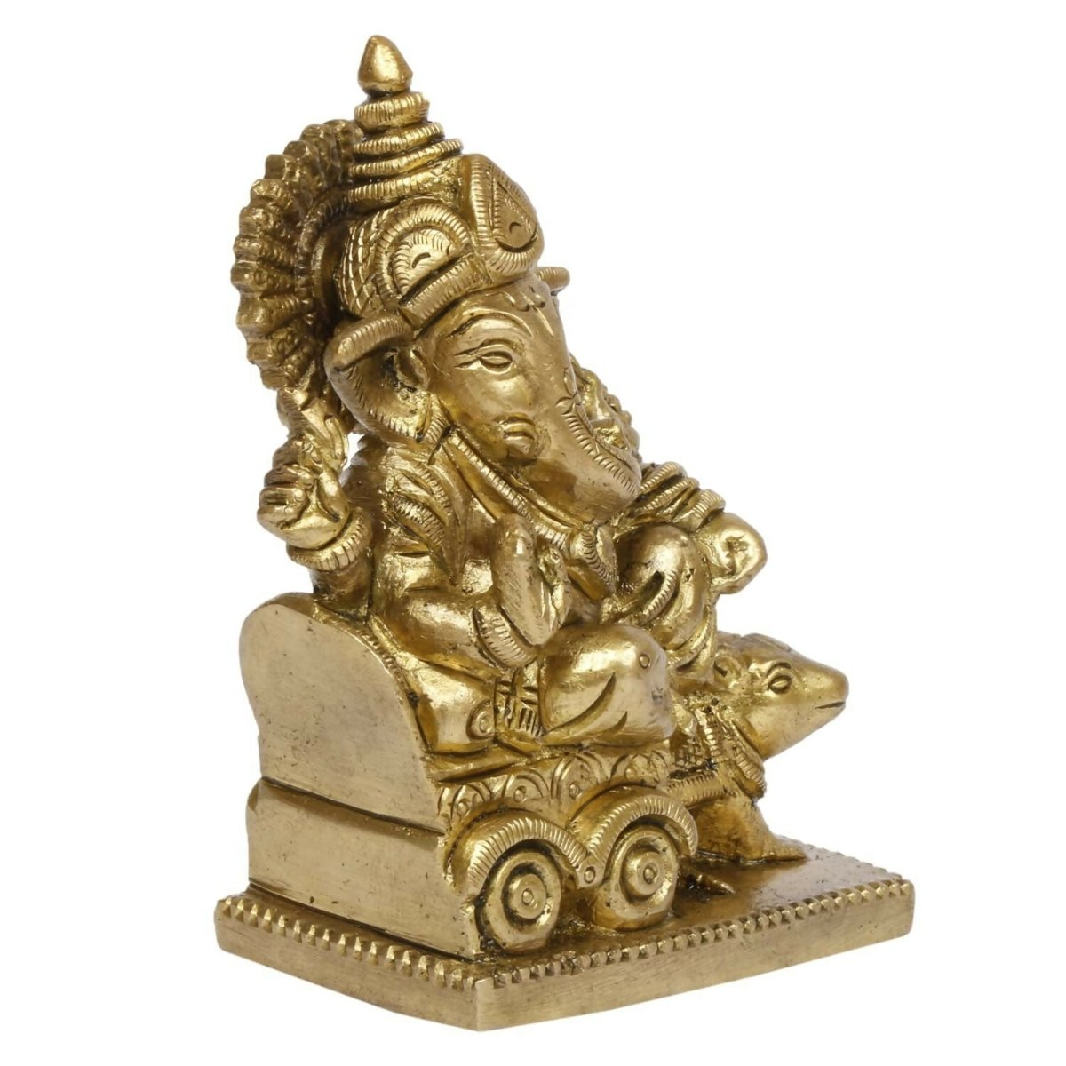 Artvarko Brass Ganesha Riding On Chariot Pulled By Rat Ganesh Ganpati Statue Idol - Grab2buy