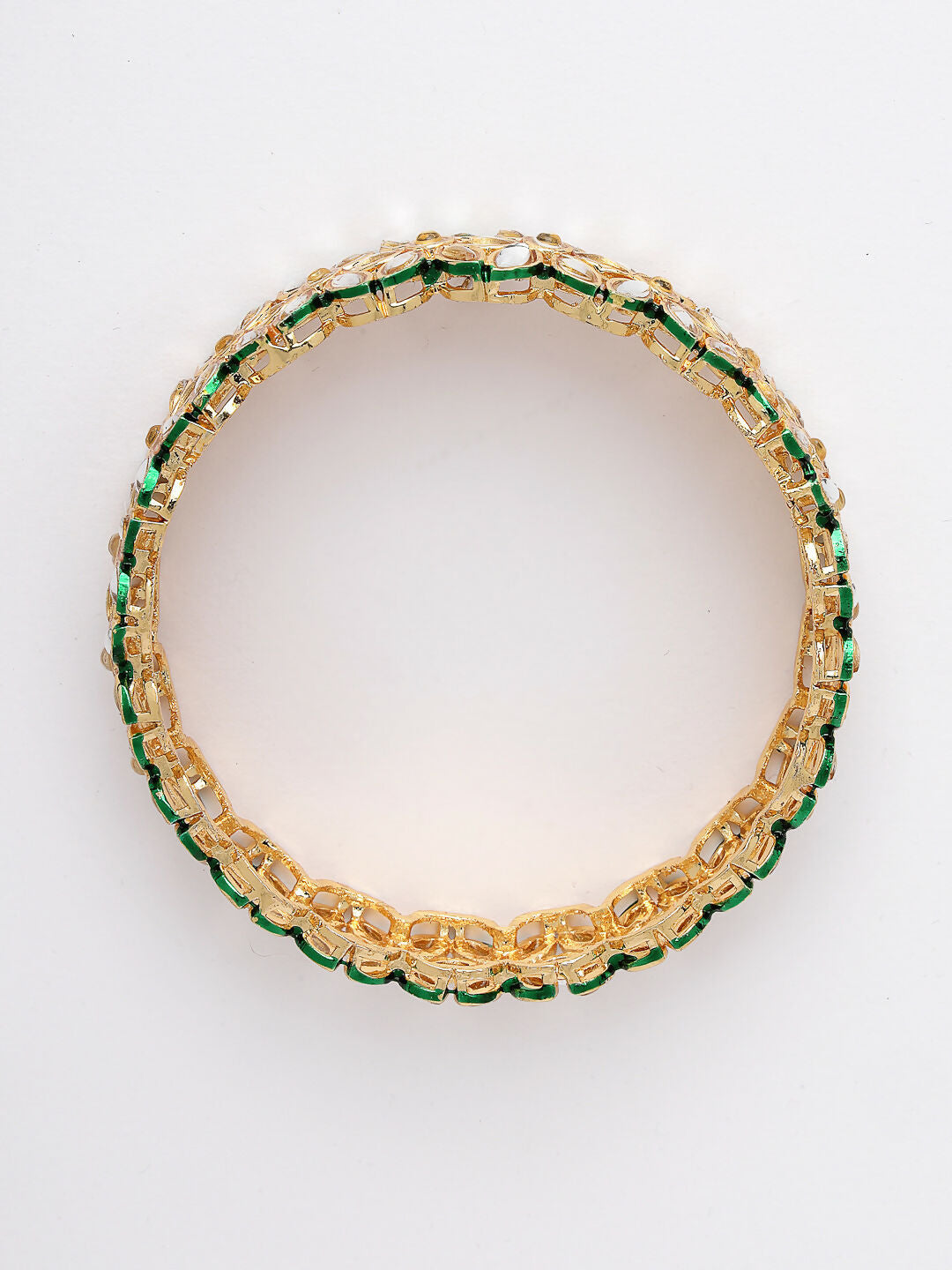 NVR Women Set of 2 Gold-Polished Kundan Studded Bangles