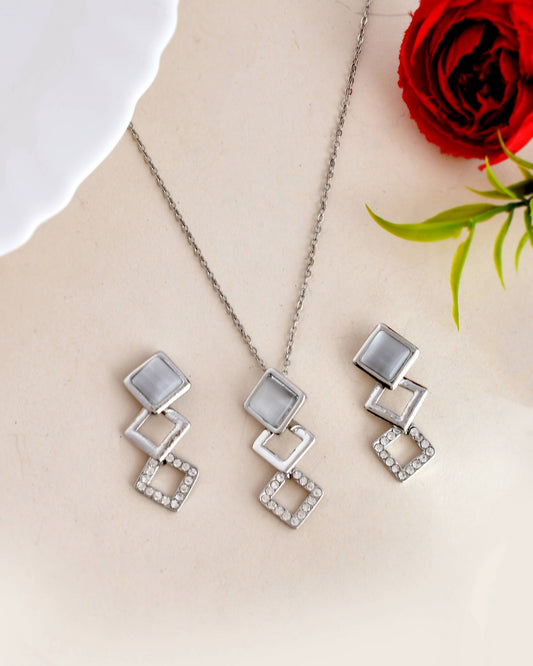 VOJ Stainless Steel Silver Silver Jewellery Set (Pack of 2) - Grab2buy