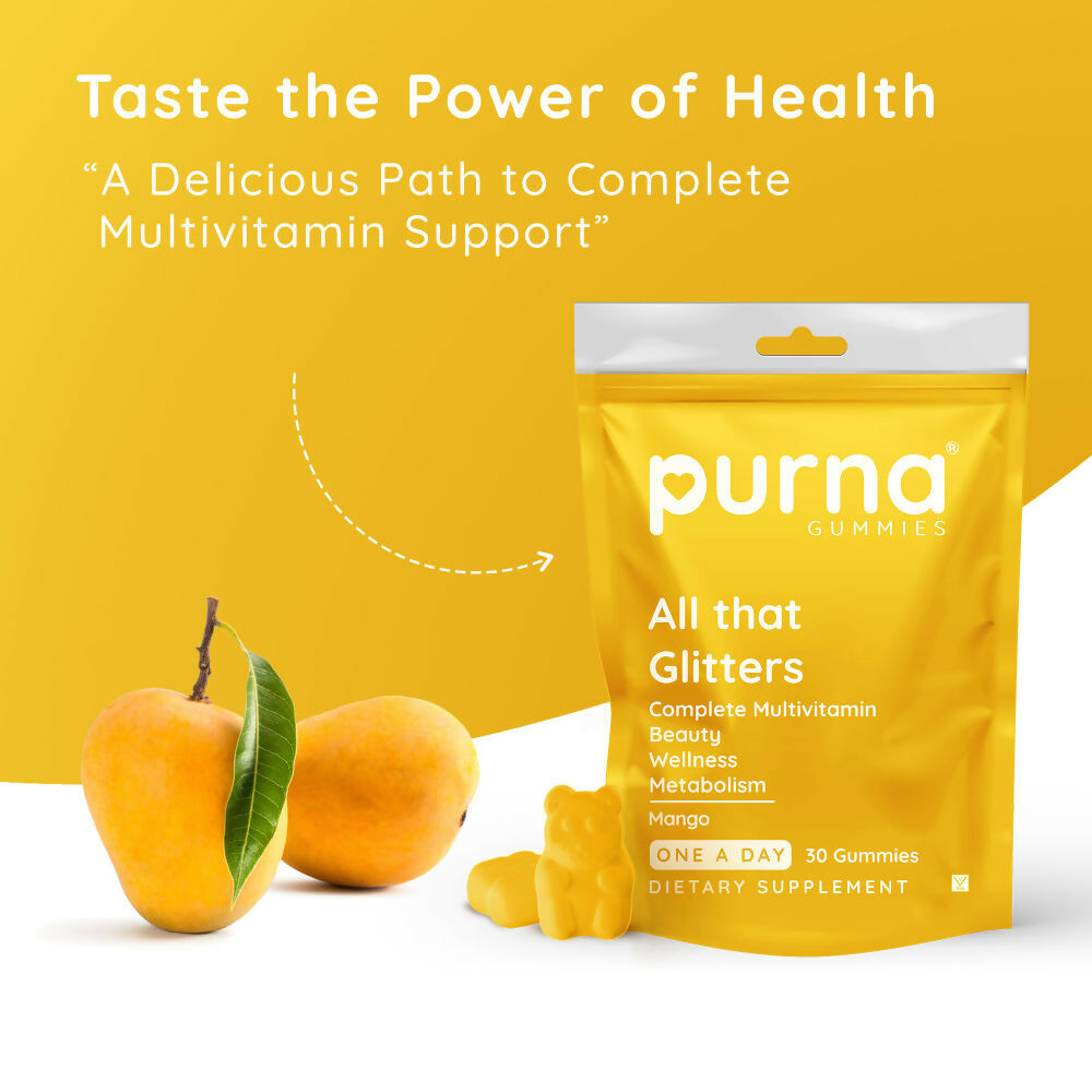 Purna Gummies Multivitamin Mango Gummies with Vitamins & Minerals 