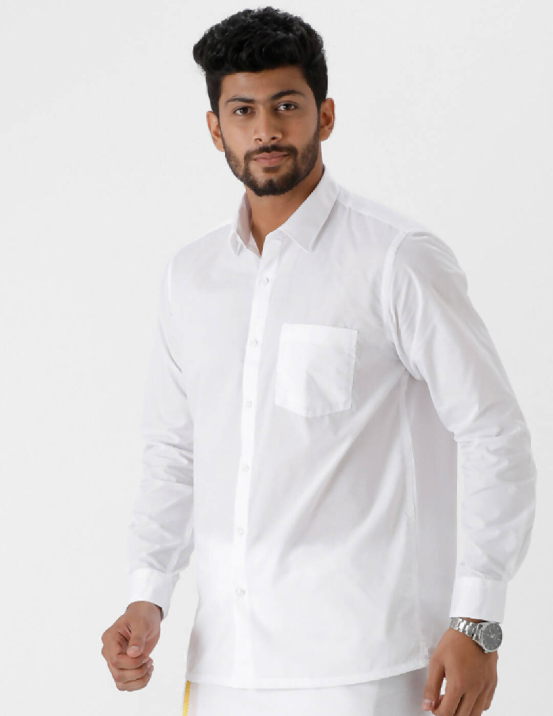 Ramraj Cotton Mens Full Sleeve White Shirt Plus Size - Luxury Cotton 