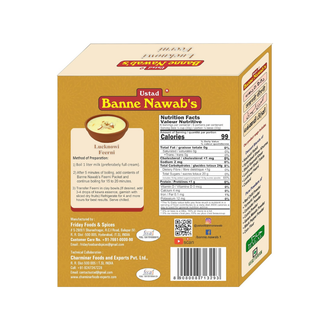 Ustad Banne Nawab's Lucknowi Feerni, Blend for Rice & Milk ,Ethnic Instant Dessert  Grab2Buy Ustad Banne Nawab's Grab2Buy