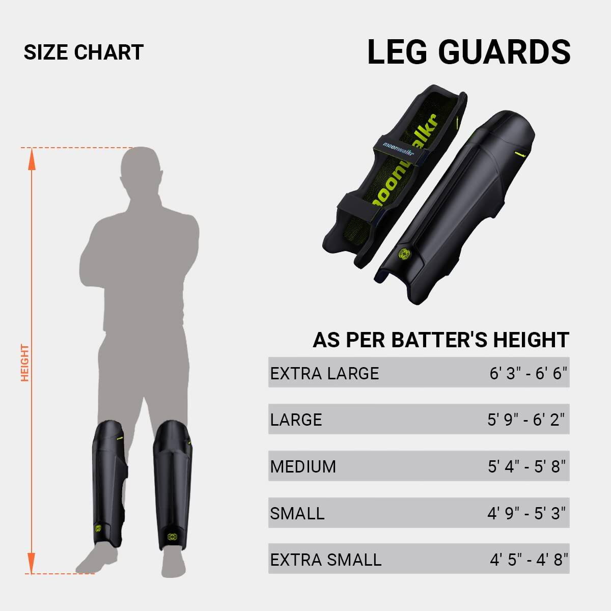 Moonwalkr Leg Guard 2.0 Cricket Batting Pads - Black (Extra Small) 