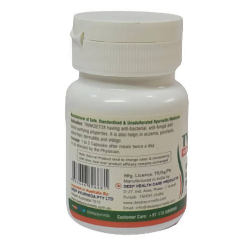 Deep Ayurveda Twakdetox 500mg Veg Capsules - Grab2buy