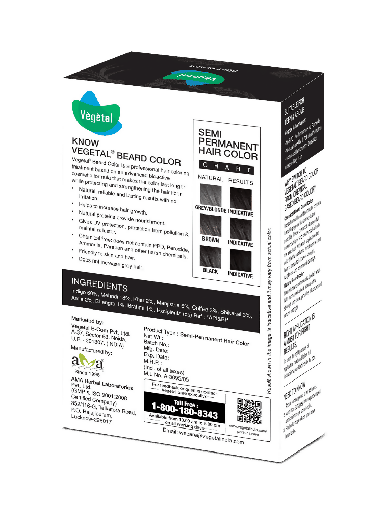 Vegetal Safe Color For Beard - Soft Black  Grab2Buy Vegetal Grab2Buy